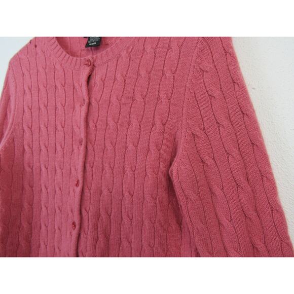 Lord & Taylor Cashmere Pink Cable Knit Button Front Cardigan *Flawed* - Picture 3 of 5